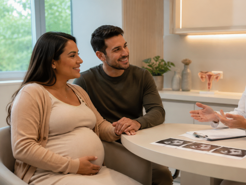 Gestante em consulta sobre parto humanizado em Lavras com obstetra